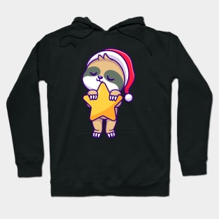 Cute Sloth Winter Flying With Star Cartoon Hoodie